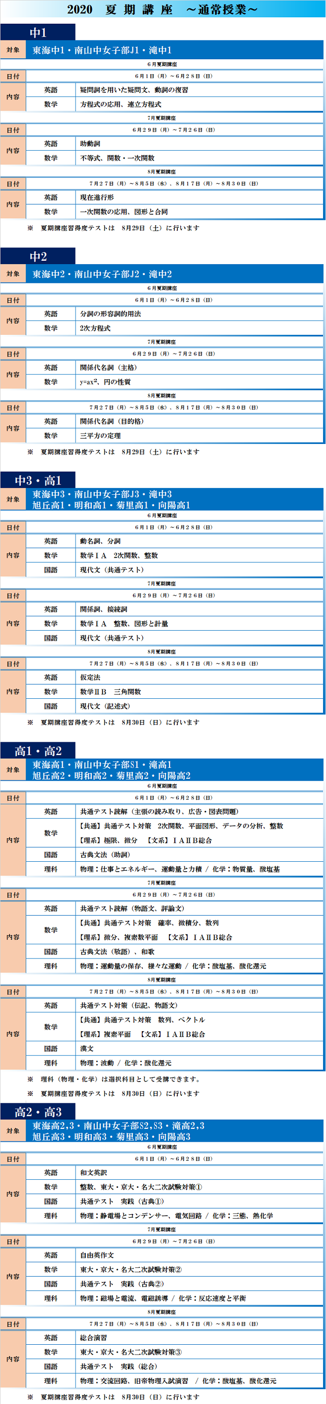 夏期通常講座