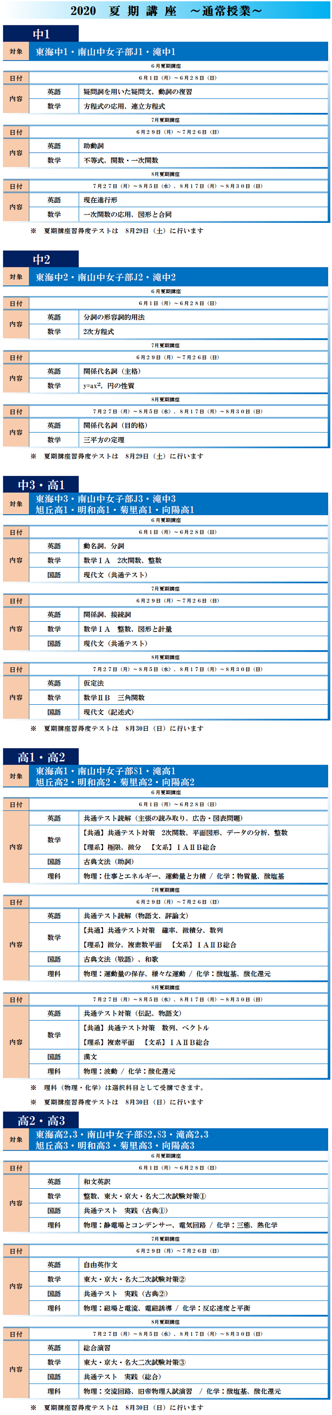 夏期通常講座