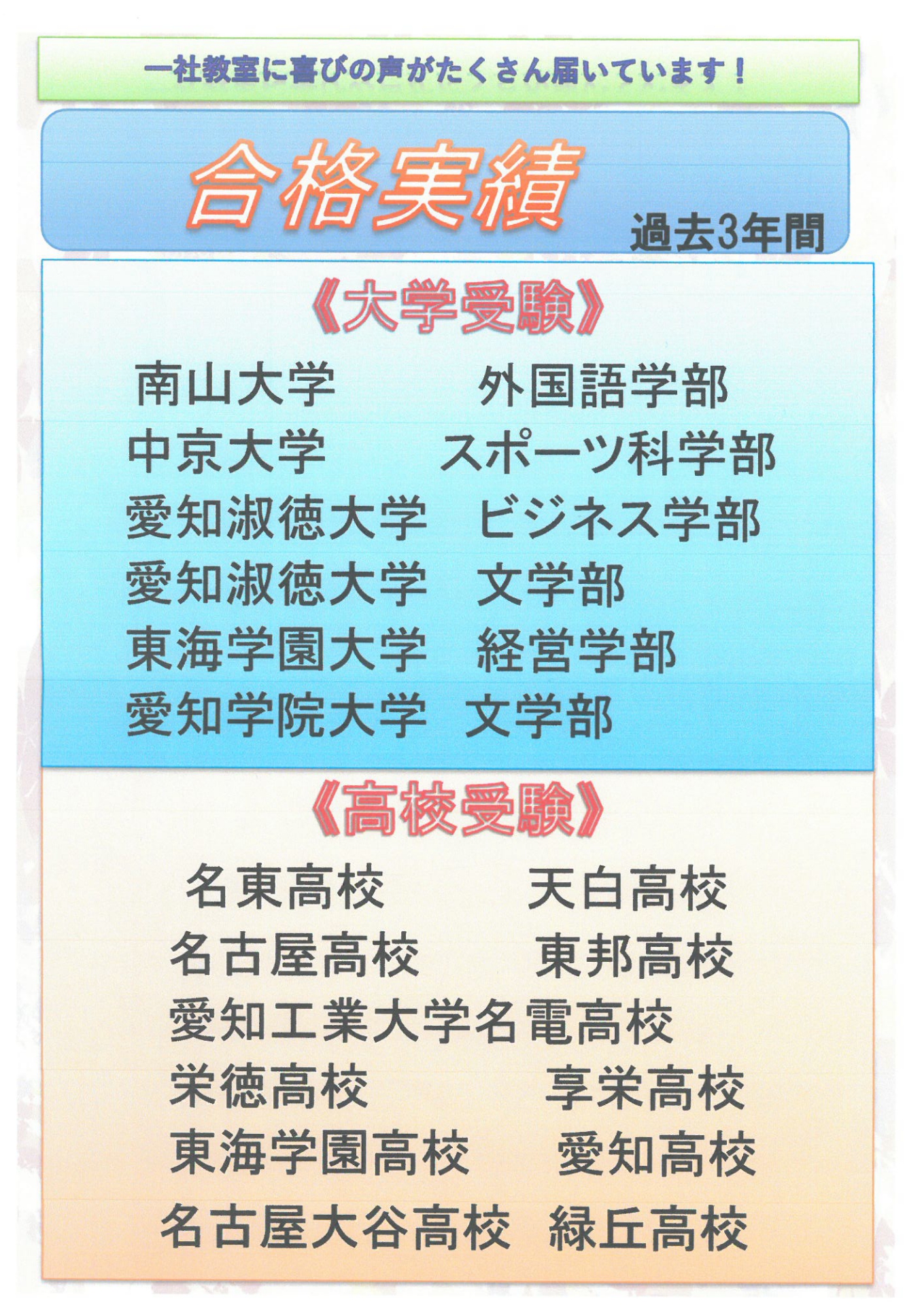 一社教室 小学 中学 高校生対象の個別指導塾 名古屋個別指導学院 名古屋及び近郊 一社教室 小学 中学 高校生対象の個別指導塾 名古屋個別指導学院 名古屋及び近郊