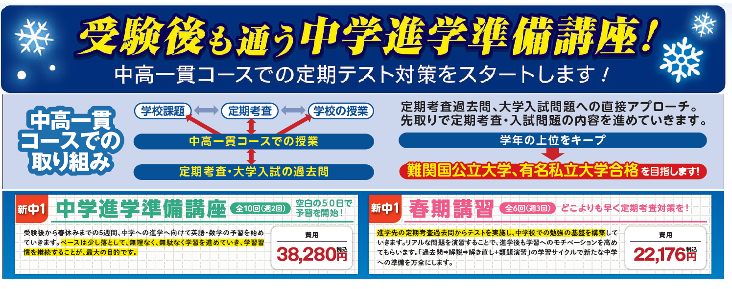 受験後も通う中学進学準備講座