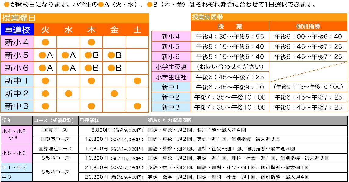 2026年度3月「特別」時間割