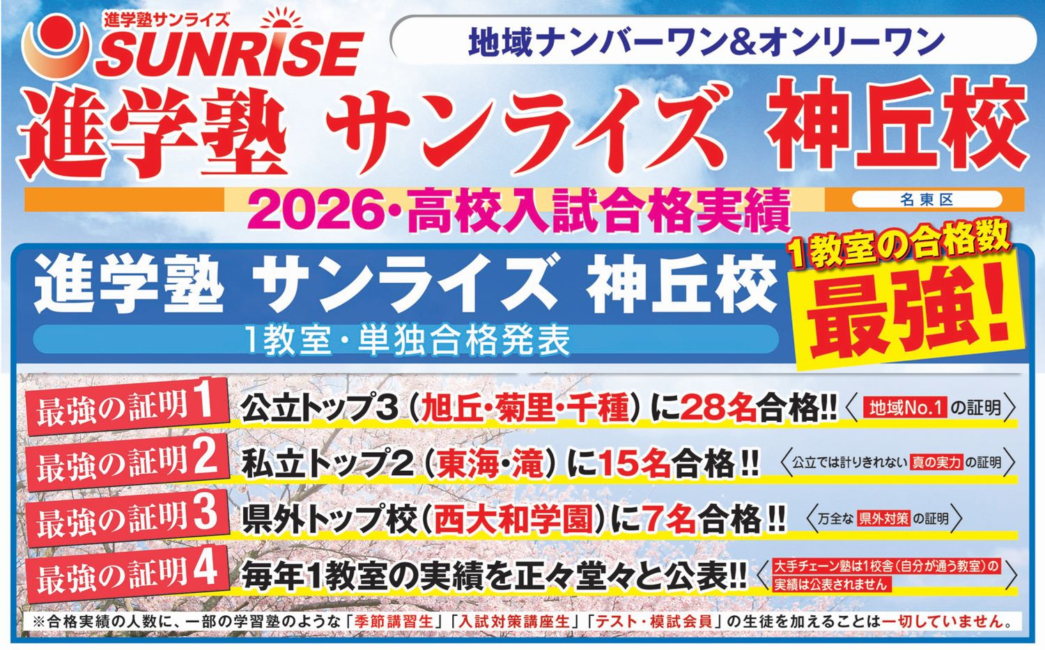 神丘校 2026年高校入試合格実績